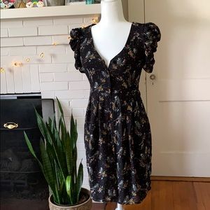 Bird print button down dress H&M